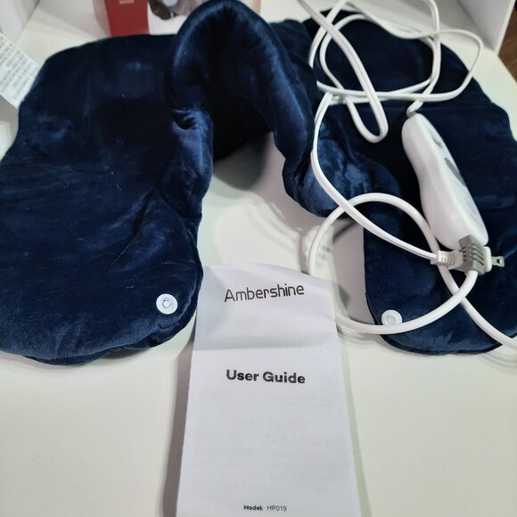 Ambershine Weighted Neck Shoulder Heating Pad Wrap Electric Plush Navy - Picture 6 of 6